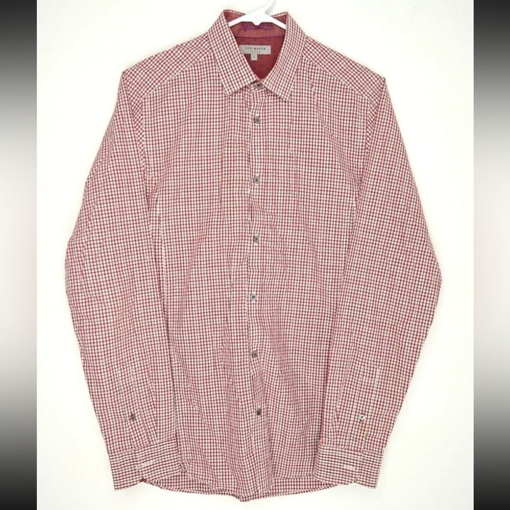 Ted Baker London Brown Plaid Long Sleeve Button Up Shirt Mens Size 2 Small EUC